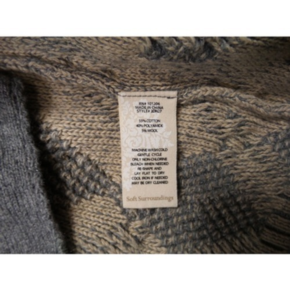Soft Surroundings Sweater Womens Size Medium Beige Gray Open Front Cardigan NWT - Picture 14 of 15
